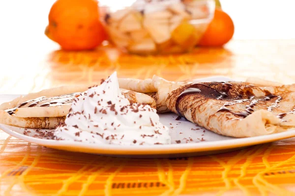 팬케이크와 과일 아침 — 스톡 사진