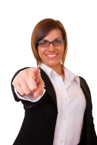 Affärskvinna pekar på dig — Stockfoto