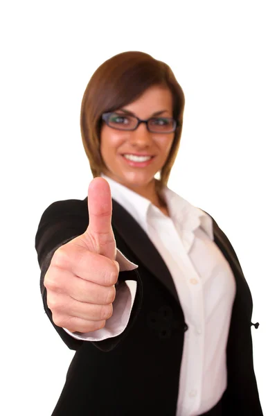 Successful woman holding thumbs up — Stock Photo, Image