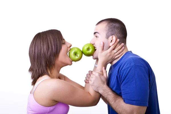 Divertir-se com maçãs — Fotografia de Stock