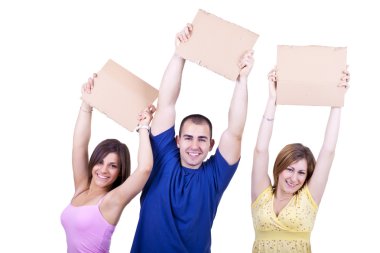 holding blank cardboards clipart