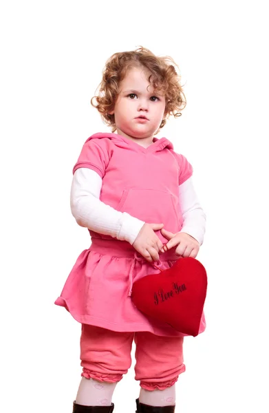 Маленька дівчинка з серцем — стокове фото