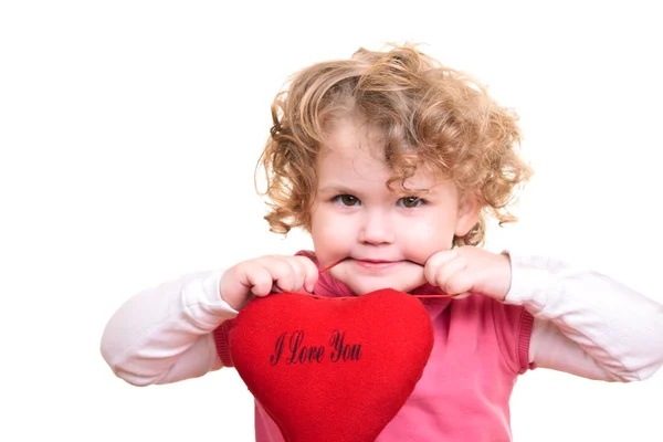 작은 소녀 지주 심장 — 스톡 사진