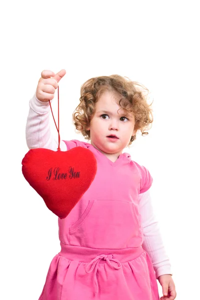 Little girl holding heart — Stock Photo, Image