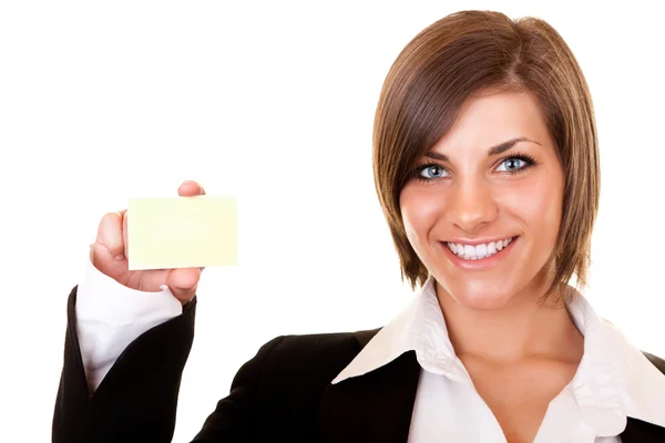 Бізнес-леді з візитною карткою — стокове фото