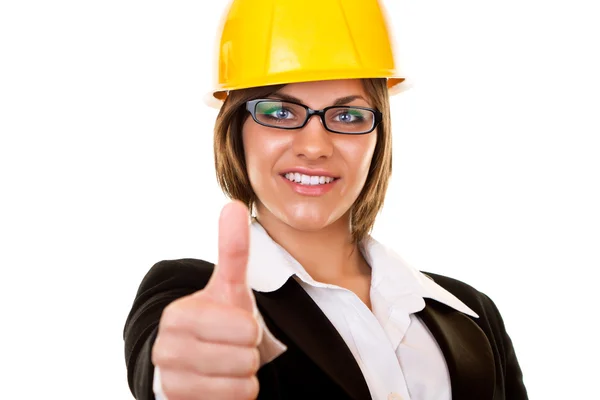 Young arcitect with yellow helmet — Stock Photo, Image