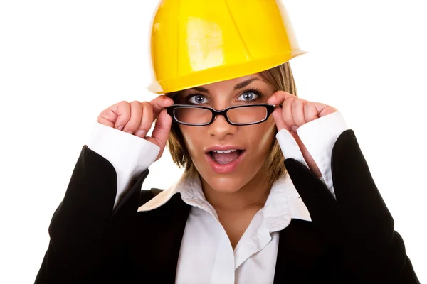 Young sexy woman with helmet and glasses — Stock Photo, Image