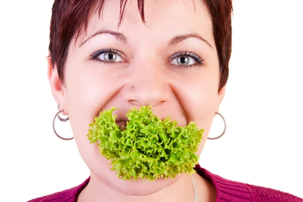 Engraçado comer salada — Fotografia de Stock