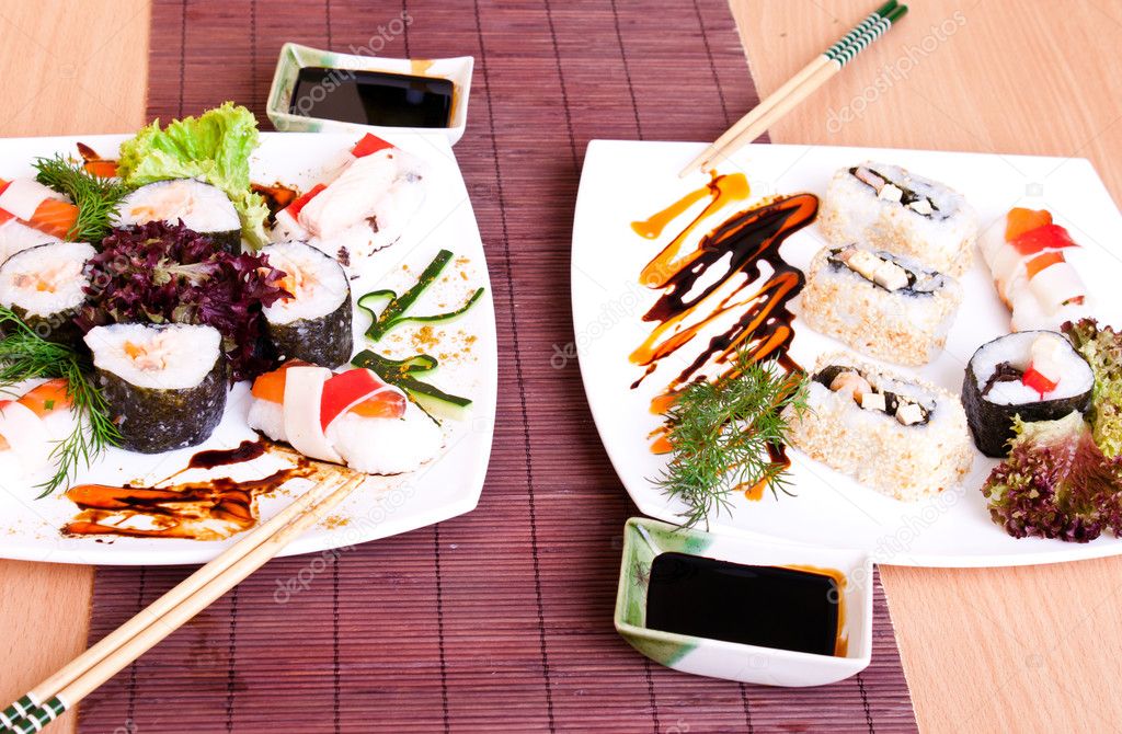 Sushi served for two person