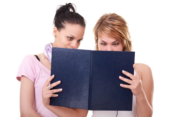 Två tjejer med böcker — Stockfoto