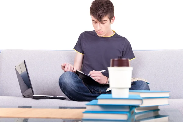 Male teenager studying — Stock Photo, Image