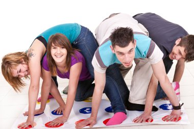 Fun while playing twister clipart