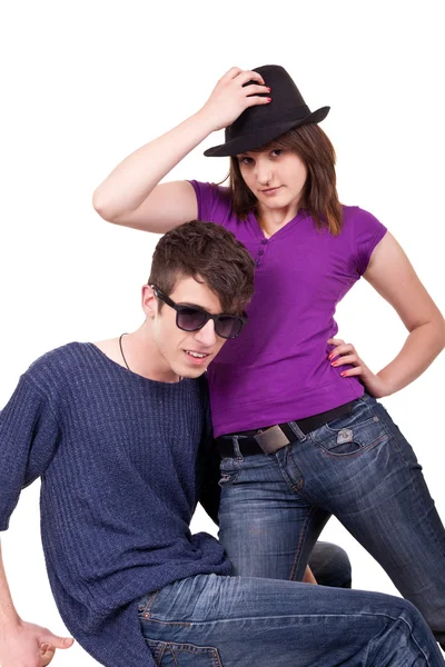 Young fashionable couple posing — Stock Photo, Image