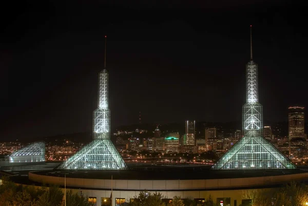 Skyline de nuit du centre-ville Portland oregon — Photo