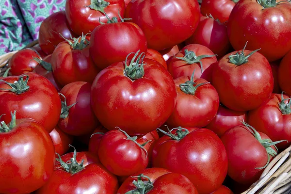 Red Ripe Tomatoes in Basket — Stock Photo, Image