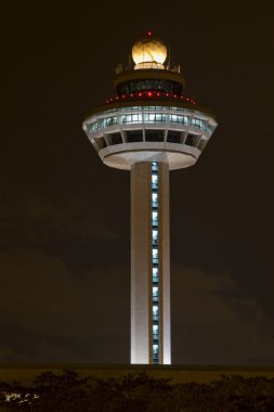 Changi Airport Controller Tower at Night 2 clipart