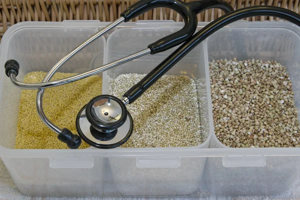 stock image Doctor Stethoscope and Organic Grains 2