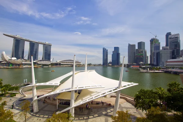 Singapore stadssilhuetten från esplanade — Stockfoto