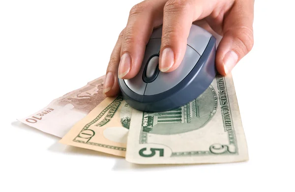 Mouse on banknotes — Stock Photo, Image