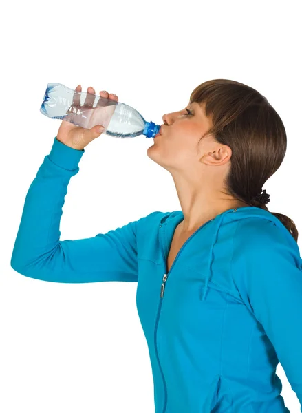 Fiatal lány palack víz — Stock Fotó