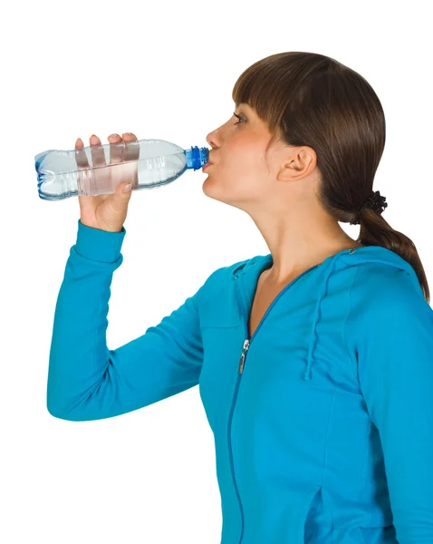 Fiatal lány palack víz — Stock Fotó