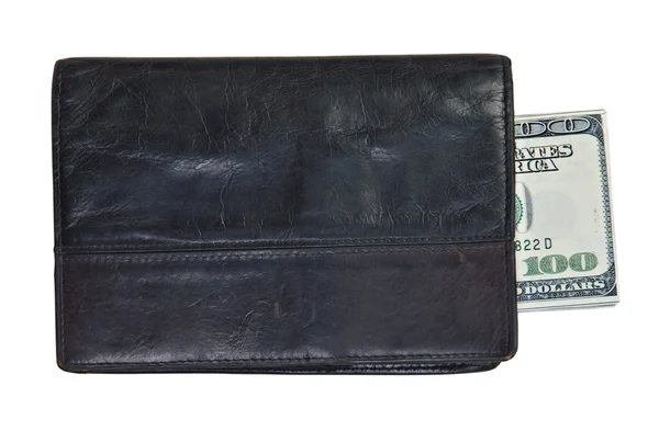 Kožená peněženka s penězi — Stock fotografie
