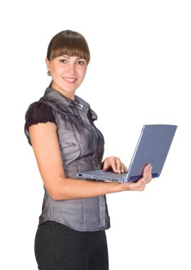 Beautiful businesswoman with laptop clipart