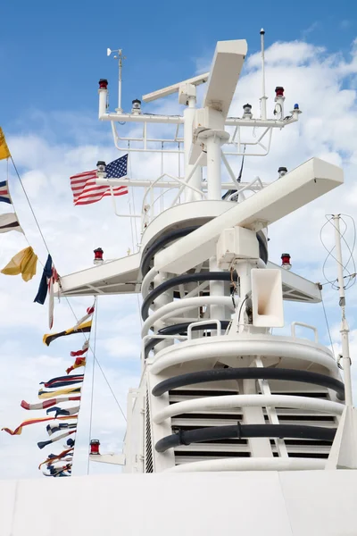 Electronic equipment mast on a cruise ship — Stock Photo, Image