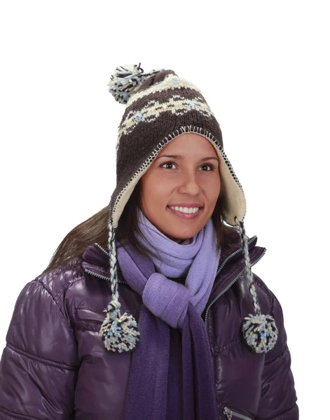 Porträtt av en kvinna på vintern — Stockfoto