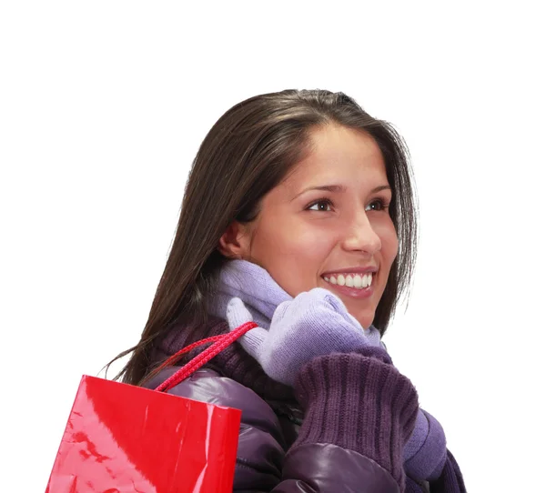 Kvinna med shoppingväska — Stockfoto