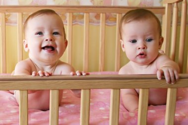 Baby Girls in Crib - Triplets clipart