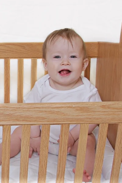 Little Baby Girl in Crib — Stock Photo, Image