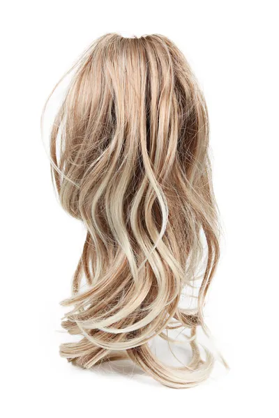 Paruka dlouhé blond vlasy, izolované na bílém — Stock fotografie