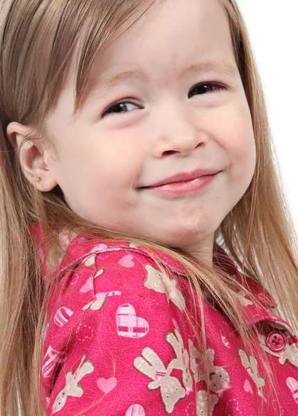 Aranyos kis lány, elszigetelt fehér háttér mintázata — Stock Fotó