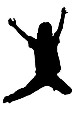 Silhouette of boy jumping up in the air clipart