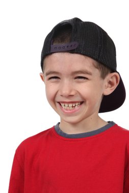 sevimli genç çocuk şapka ile fotoğraf