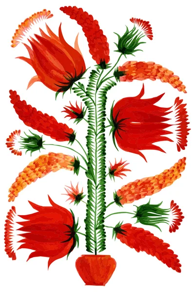 Flores decorativas vermelhas —  Vetores de Stock