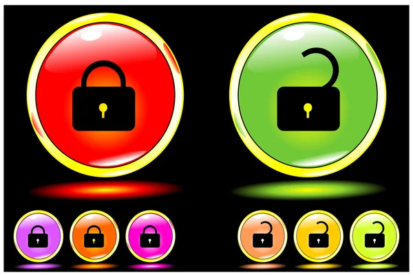 Shone buttons lock and unlock — Stock Vector