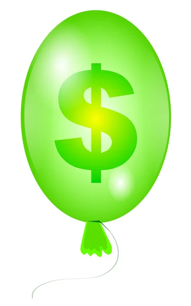 Balloon with sign dollar green — Stock Photo, Image