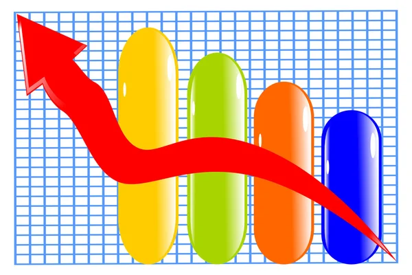 Diagramme de couleurs avec flèche rouge eps10 — Image vectorielle