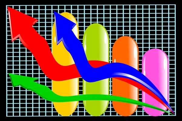 Färg röd, grön, blå pilarna för diagram — Stock vektor