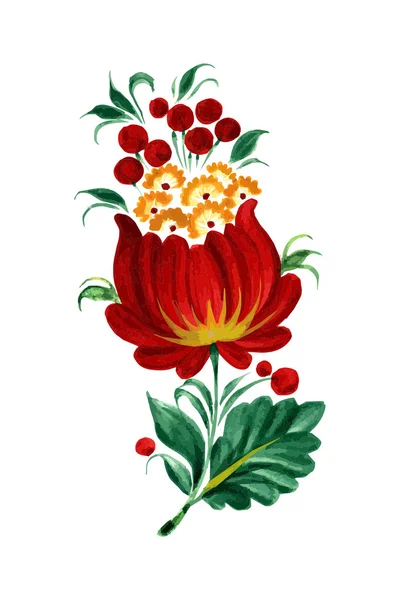 Red decorative flower on the white — Stock Vector