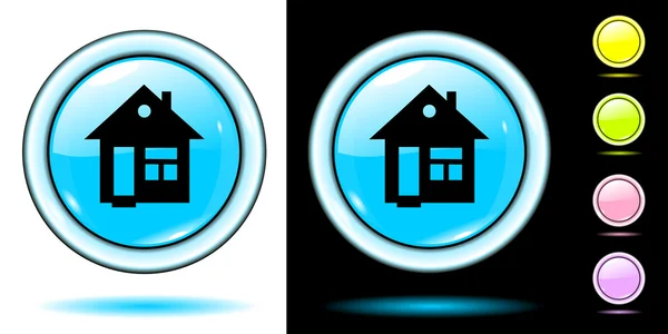 Shone blue buttons home — Stock Vector