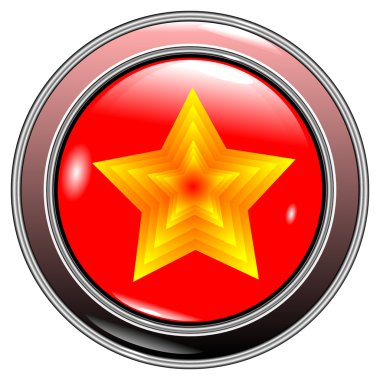 Button star red on a white background clipart