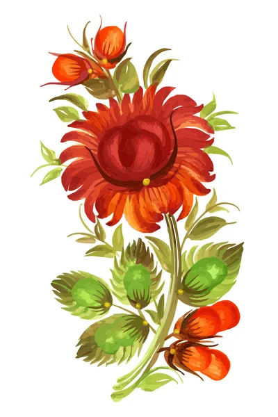 Flores decorativas vermelhas — Vetor de Stock
