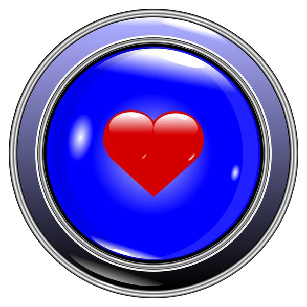 Κουμπί "καρδιά" πάνω σε άσπρο — Διανυσματικό Αρχείο