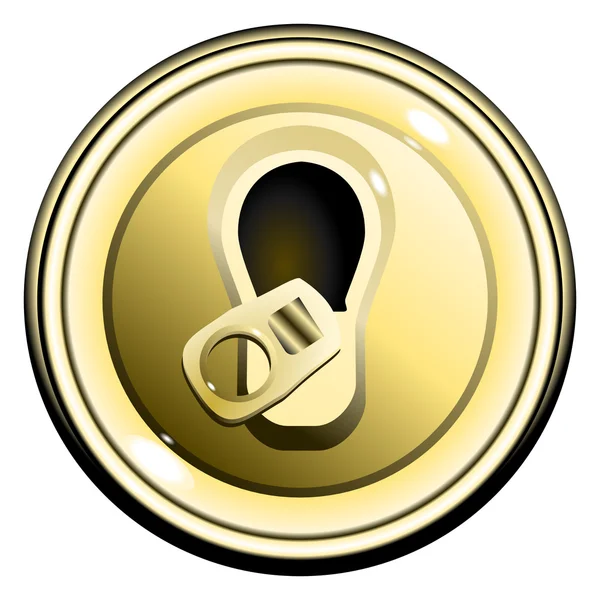 Tlačítko nahoře otevřena zlatá plechovka piva — Stockový vektor