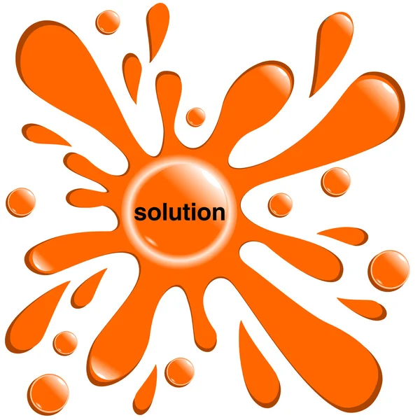 Button orange blot solution isolated — Stock Vector