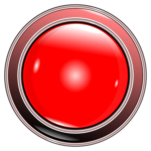 Círculo vermelho botão em um fundo branco — Vetor de Stock