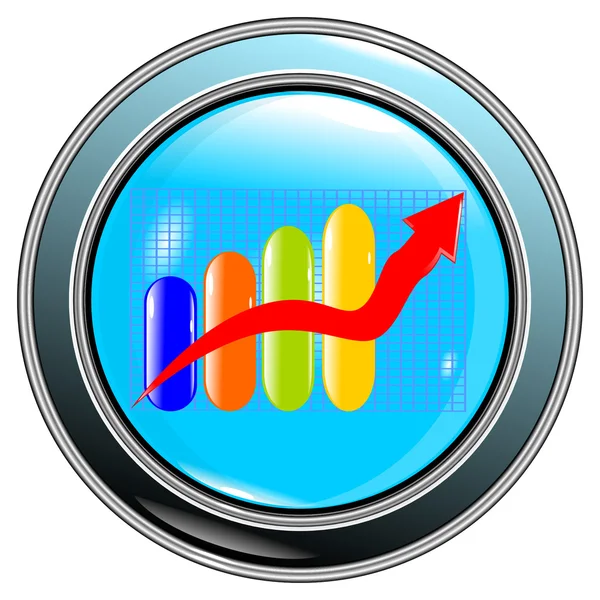 Diagramme de couleur de bouton avec flèches rouges — Image vectorielle